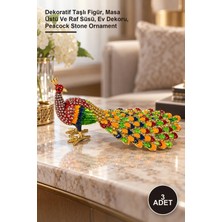 Yenilig 3 Adet Taşlı Tavuskuşu – Dekoratif Taşlı Figür, Masa Üstü ve Raf Süsü, Ev Dekoru, Peacock Stone Ornament