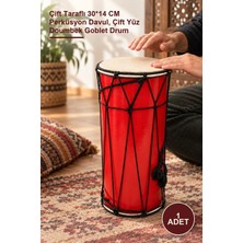 Yenilig 1 Adet Ahşap Darbuka – Çift Taraflı 30*14 cm Perküsyon Davul, Çift Yüz Doumbek Goblet Drum