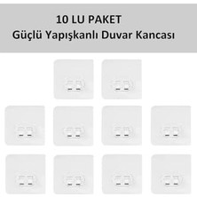 Defne Store Süper Güçlü Yapışkanlı Banyo Askısı Yedek Sticker Raf Tutucu Askı Kanca, 10 Adet