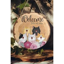Defne Store Kedi Temalı Mdf Kapı Panosu, “welcome To The Cats' House” Yazılı, KS005