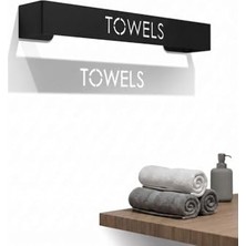 Defne Store Yapışkanlı Havlu Askısı, Towels Yazılı Banyo, Tipi Havluluk Dikey, Havlu Askılığı, Siyah Metal Havluluk, Havlu Tutucu Duvar, Yatay Kullanım Modern