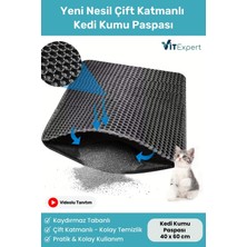 Defne Store Çift Katmanlı Siyah Kedi Kumu Paspası, Elekli, 40 x 60 cm