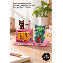 Yenilig 4 Adet Dekoratif Kedi Ahşap Masa Takvimi – Kedi Figürlü Ahşap Masa Aksesuarı, Masa Takvimi, Desk Calendar, Table Calendar