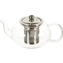 Defne Store Cam Bitki Çayı Demliği 600 ml Çelik Süzgeçli Demlik