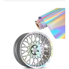 Defne Store Hologram Gökkuşağı Rainbow Parlak Araç Motosiklet Jant Kaplama Suni Yem Folyosu (50 cm x 1metre)