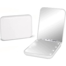 Defne Store 8 LED Işıklı Cep Çanta Cüzdan Makyaj Aynası, 1x 3x Yakınlaştırma, Katlanabilir, Beyaz