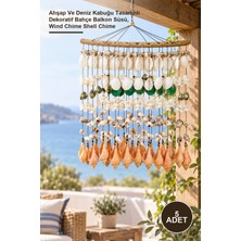 Yenilig 5 Adet Rüzgar Çanı – Ahşap ve Deniz Kabuğu Tasarımlı Dekoratif Bahçe Balkon Süsü, Wind Chime Shell Chime