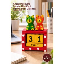 Yenilig 5 Adet Dekoratif Kedi Ahşap Masa Takvimi – Ahşap Masaüstü Takvim Mini Kedi Figürlü Desk Calendar