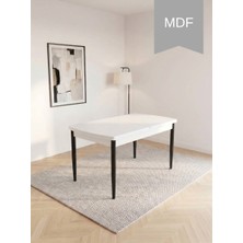 Çolak Mobilya 80 x 130 Açılabilir Mdf Beyaz Yemek Masası Statik Boyalı Metal Ayaklar Boyalı Masa Kenarı