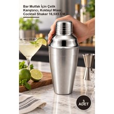 Yenilig 3 Adet Paslanmaz Çelik Kokteyl Shaker – Bar Mutfak Için Çelik Karıştırıcı, Kokteyl Mixer, Cocktail Shaker 16,5x5 cm
