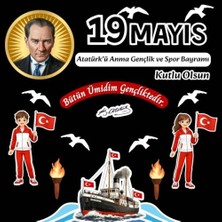 Defne Store 19 Mayıs Atatürk’ü Anma Gençlik ve Spor Bayramı Pano Süsü Figür Seti | Hazır Kesim Okul & Sınıf Dekoru