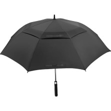 Defne Store Xxl Otomatik Golf Şemsiyesi; 150 cm Çap, Çift Katlı, 2-3 Kişilik, Siyah Pongee Kumaş, Karbon Fiber