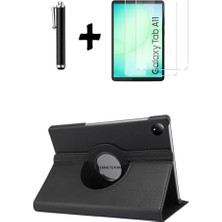 Defne Store Samsung Galaxy Tab A11 8.7 Uyumlu Siyah Set; 360° Dönebilen Kılıf, Ekran Koruyucu ve Kalem