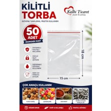 Defne Store Kilitli Torba 15X18 cm 50'li Kilitli Buzdolabı Poşeti Şeffaf Naylon Torba Kilitli Saklama Poşeti
