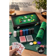 Yenilig 2 Adet Profesyonel Poker Seti – 300 Chipli Metal Kutulu 2 Deste Iskambil Kartlı, Poker Chips ve Poker Cards