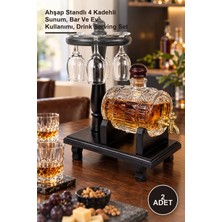 Yenilig 2 Adet Cam Fıçı Içecek Servis Seti – Ahşap Standlı 4 Kadehli Sunum, Bar ve Ev Kullanımı, Drink Serving Set