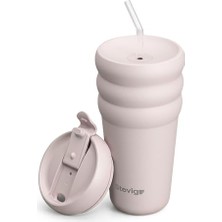 Defne Store Termos, 3 Bubble Two-Cap Straw Tumbler Çelik 600 Mililitre Soft Quartz ST-248
