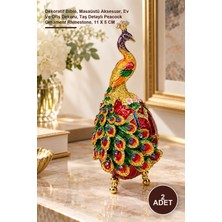 Yenilig 2 Adet Taşlı Tavuskuşu Figür – Dekoratif Biblo, Masaüstü Aksesuar, Ev ve Ofis Dekoru, Taş Detaylı Peacock Ornament Rhinestone, 11 x 5 cm