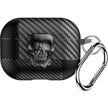 Defne Store Airpods Pro 3 Uyumlu Kuru Kafa Desenli Karbon Fiber Kulaklık Kılıfı