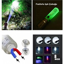 Pileli Store El Feneri 8 Mod Şarjlı Fosforlu Mıknatıslı LED El Feneri