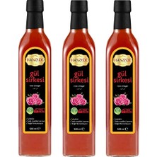 Defne Store Şişe, Gül Sirkesi 500 ml x 3 Adet Doğal Fermantasyon Içilebilir Katkısız Cam