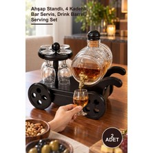 Yenilig 2 Adet Cam Fıçı Içki Servis Seti – Ahşap Standlı, 4 Kadehli, Bar Servis, Drink Barrel, Serving Set
