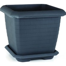 Defne Store No:3 37 cm 25,5 L Antrasit Tabaklı Kare Saksı