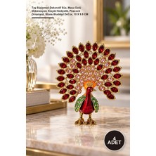 Yenilig 4 Adet Taşlı Tavuskuşu Figür – Taş Süslemeli Dekoratif Süs, Masa Üstü Dekorasyon, Küçük Hediyelik, Peacock Ornament, Stone-Studded Décor, 10 x 9.5 cm