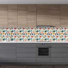 Defne Store Mutfak Tezgah Arası Renkli Çiçek 2. Model Fayans Kaplama Folyosu 60 x 300