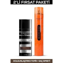 Defne Store Saç Dolgunlaştırıcı Keratin Fibers Orta Kahve Topik Saç Tozu 50 G + Saç Spreyi 2'li Set 2 Renkli