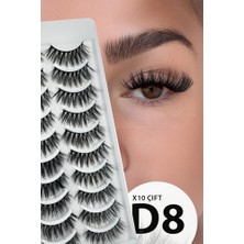 Defne Store Doğal Görünümlü Ipek Bütün 10'lu Takma Kirpik Seti, 10 Çift, Model: D8
