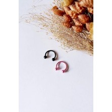 Defne Store Siyah Pembe Iki Toplu Renkli Piercing, Ikili Set