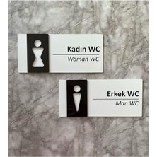 Defne Store Basic White Black Seri Kadın&erkek Wc Kendinden Yapışkanlı Yönlendirme Levha Seti