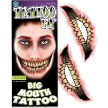 Defne Store Tinsley Transfers MW-131277 Evil Grin Big Mouth Geçici Dövme Transferi, Tek Beden