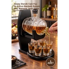 Yenilig 5 Adet Içki Servis Seti – Ahşap Standlı Cam Fıçı ve 6 Shot Bardaklı Sunum Seti, Barware, Shot Glass