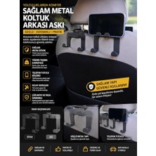 Defne Store Askı; 2'li Araç Koltuk Arkası Metal ve Telefon Tutucu, Dayanıklı Organizer Siyah