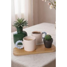 Defne Store Kupa, Krem Inci Mavi Kulplu 8 cm 2 Adet 030-405