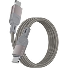 Defne Store Zr-44 Type-C To Type-C Pd 100W Örgü Tasarımlı Hızlı Şarj Özellikli Data ve Şarj Kablosu 1m Gri