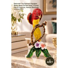 Yenilig 2 Adet Taşlı Papağan Figürü – Dekoratif Taş Işlemeli Papağan Biblo, Masa ve Raf Süsü, Crystal Parrot Figurine, Hediye Seçeneği