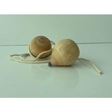 Defne Store Mobilreyon; 20 Adet Ahşap Topaç, Boyasız, Geleneksel Oyuncak, Nostaljik Oyuncak, 2 Metre Ipiyle