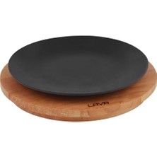 Defne Store Döküm Yuvarlak Tabak, Çap 25, Ahşap Altlıklı - Lv As 170