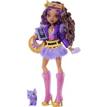 Defne Store Mor Motosiklet Ceketli Clawdeen Wolf Oyuncak Bebek, Kurt Crescent ve 7 Aksesuar, JHK30