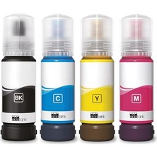 Defne Store Epson 103 Uyumlu Muadil Mürekkep Seti 4X70 ml (Siyah; Mavi, Kırmızı, Sarı), Ecotank L3350 L3354 L3360 L5390 L4360 L1350 L3310 Için Kolay Dolum Şişe Hediyeli