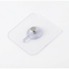 Defne Store Şeffaf Yapışkanlı Duvar Kancası; Abs + Pvc, 6x6 Cm, Iz Bırakmaz, Vidalı Kilit Sistemi, 10'lu Paket