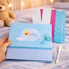 Defne Store Uykucu Erkek Bebek Anı Defteri ve Fotoğraf Albümü, Beyaz Kalem, 2 Adet Sticker Hediyeli