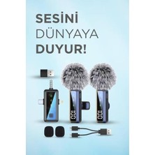 Defne Store H68 Type-C + Lightning + Aux 2'li 3in1 Kablosuz Yaka Mikrofonu H680690