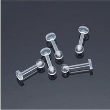 Defne Store Şeffaf 0.8 mm Bioplast Labret Piercing, Antialerjik