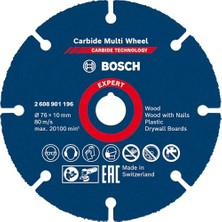 Defne Store 1x Expert Carbide Multi Wheel Kesici Diskler (Sert Ahşap; Çivili Ahşap, Plastik, Alçıpan Panel, Ø 76 Mm, Aksesuar Mini Avuç Taşlama Makinesi)