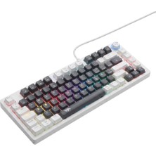Defne Store 75% Rgb Mekanik Gaming Klavye, Double Shot Dayanıklı Tuş Takımı, 26 Tuş Anti-Ghosting, Ekstra Tuş Takımı, N-Key Rollover, Örgü Kablo, Beyaz - Siyah Kırmızı Switch Oyuncu Klavyesi Kb-08