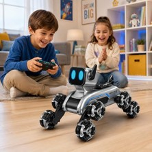 Defne Store Bilekten Kontrol ve Uzaktan Kumandalı 8 Teker 2.4g Şarjlı Köpek Araba, Işıklı Müzikli Robot Dog Stunt Araç, Akıllı Yürüyüşlü Akrobatik Oyuncak JIN-2950-1